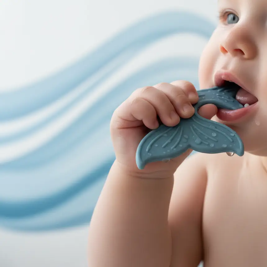 baby using teether
