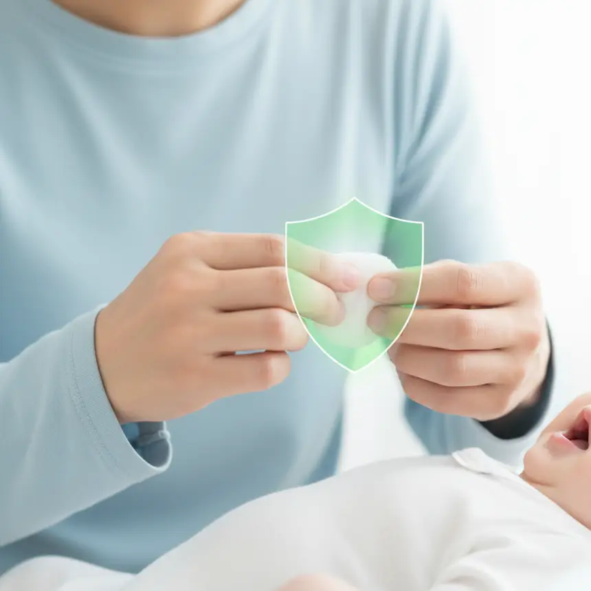 wiping baby's gums