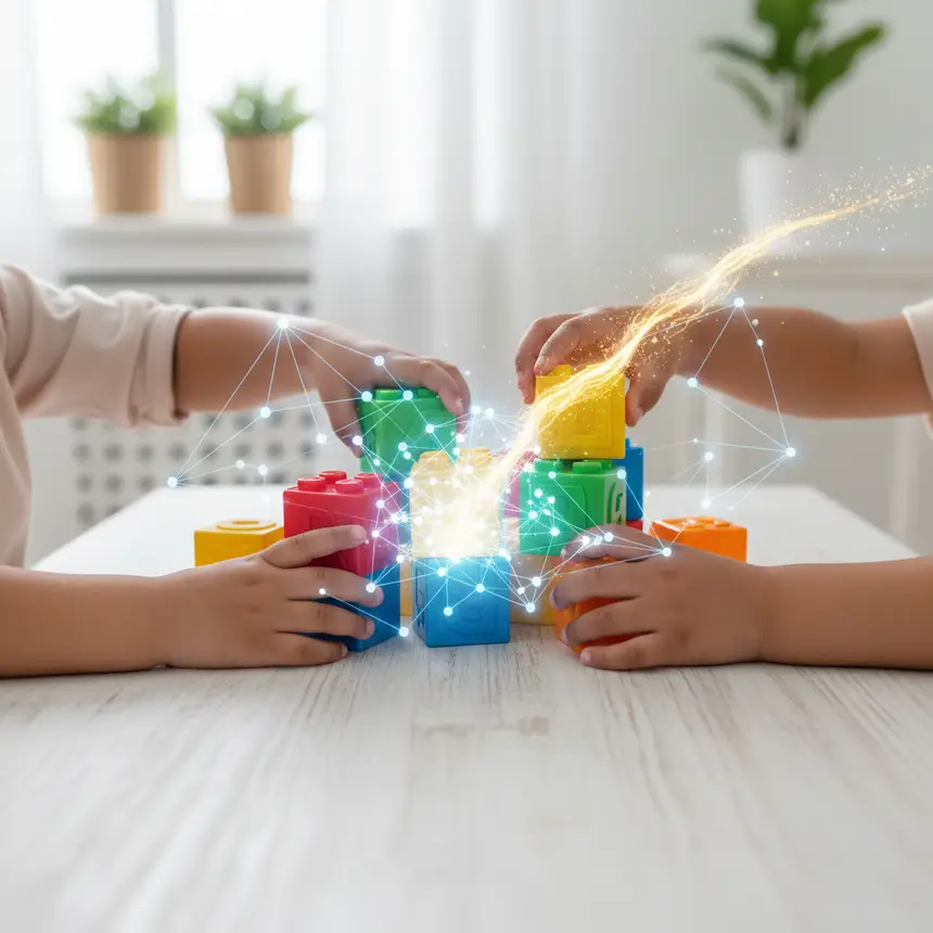 Children engaging with educational tools