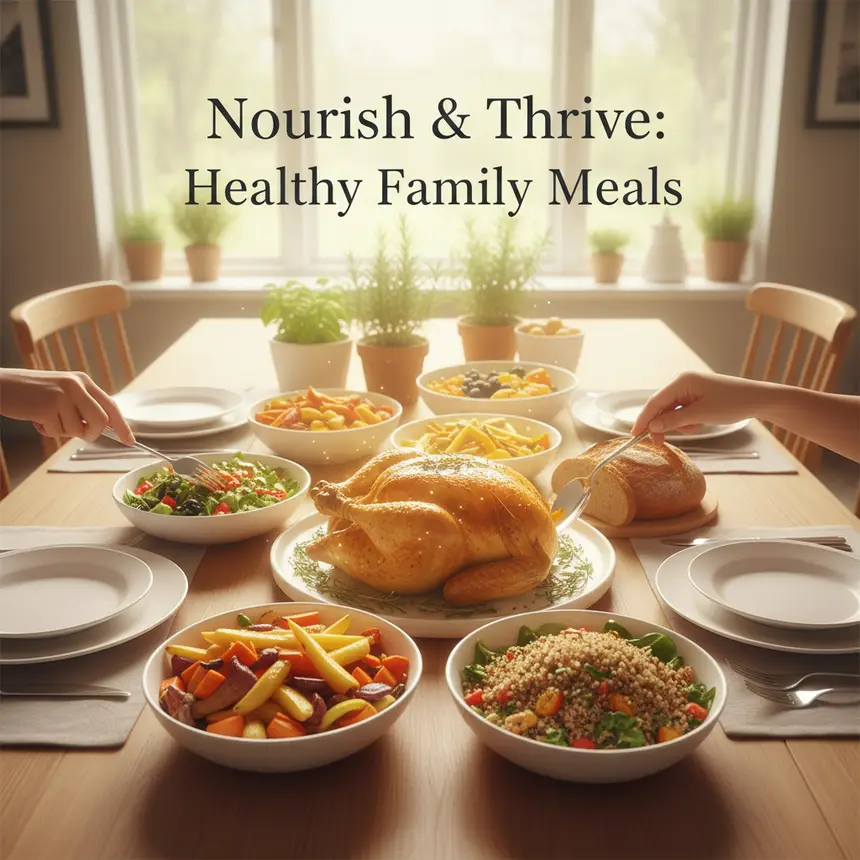 Healthy home cooking, warm family dinner